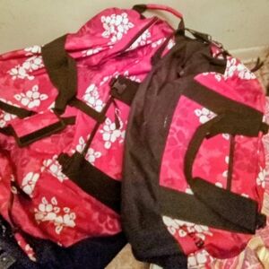 Hibiscus Red Flower L.L. Bean Red and Black Garment Bags